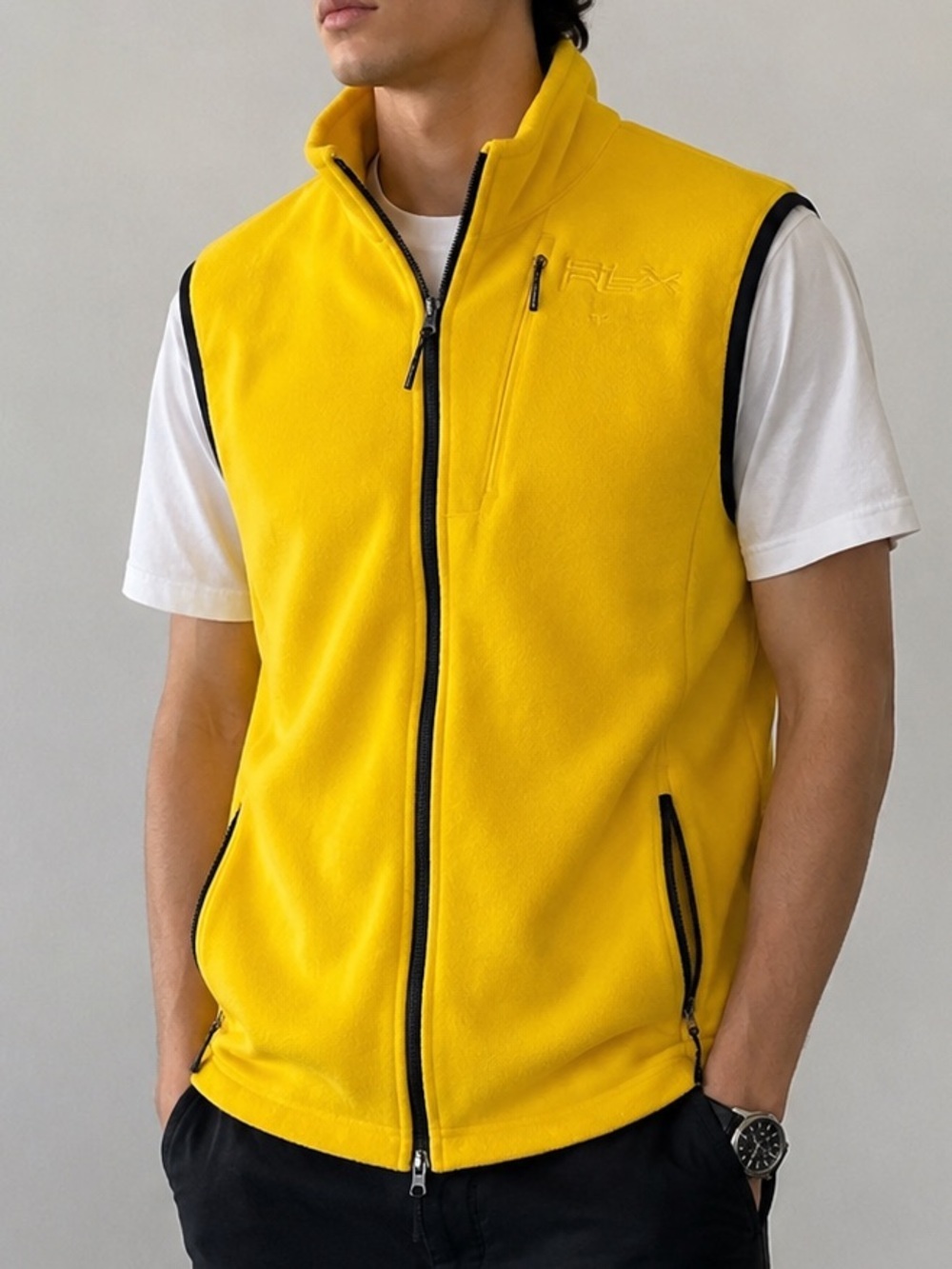 Vtg  RLX Ralph Lauren Yellow Fleece Vest Men’s Large Made in Canada
